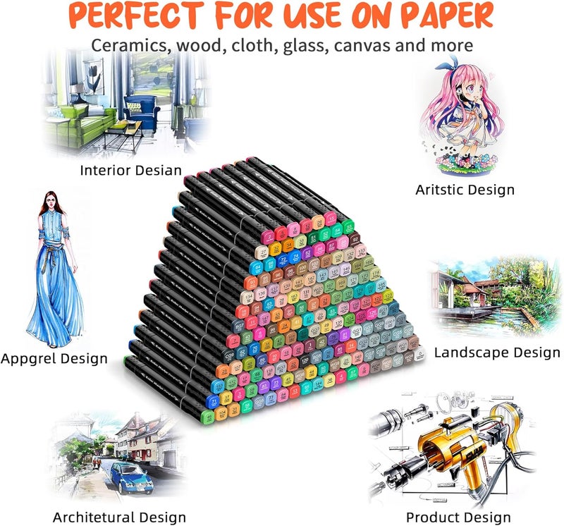 HandFan Alcohol Based Ink Art Markers, 168 Colors Broad&Fine Dual Tip Permanent Markers Pen Set for Professional Student Child Coloring Illustrations Sketch Drawing Painting Card Making (Black) - Image 5